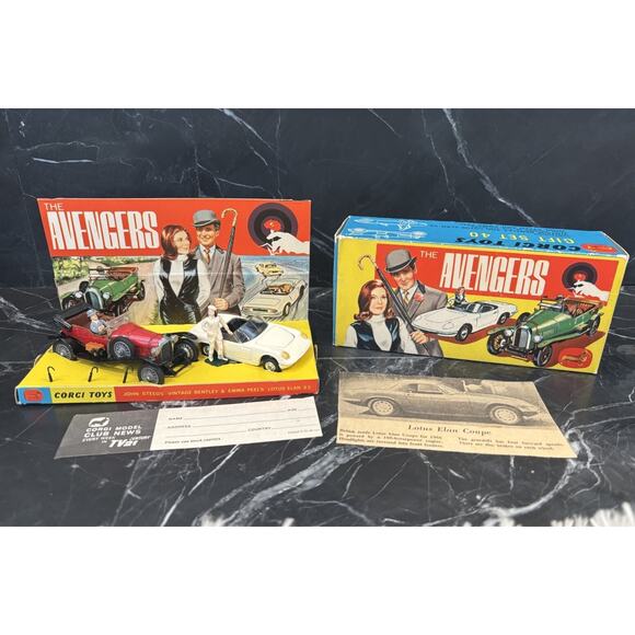 Original Vintage Corgi Gift Set 40, The Avengers Bentley& Lotus, W/ Box, 1 Owner